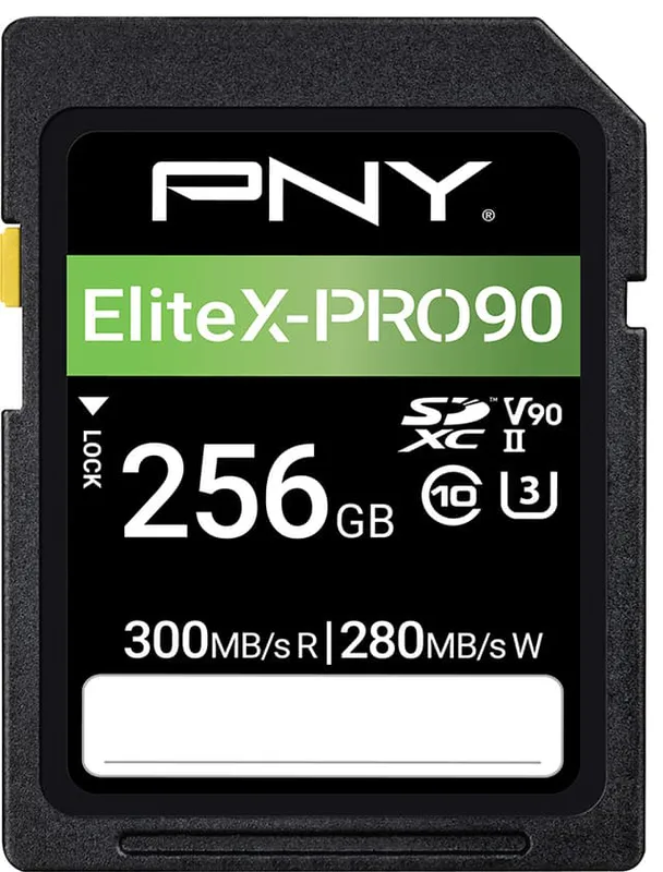 PNY 256GB EliteX-PRO 90 Class 10 U3 V90 UHS-II SD Flash Memory Card
