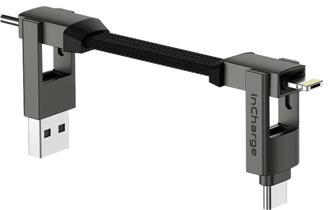 Ladd och datakabel Apple, Android, Lightning, Micro USB & USB-C 6 in 1 InCharge 6 Mercury Grey