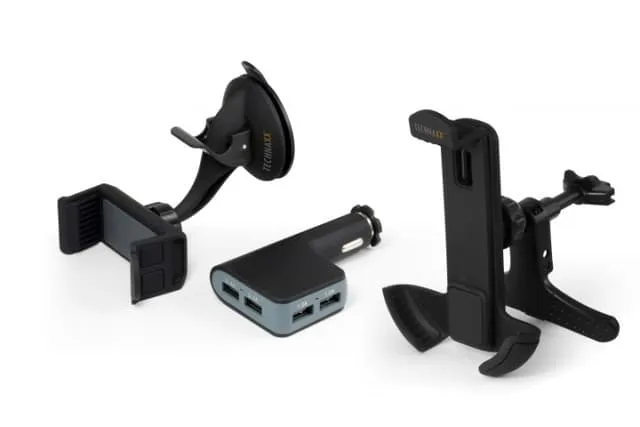 Technaxx Bilhållare för smartphones + Billaddare med 4x USB-port