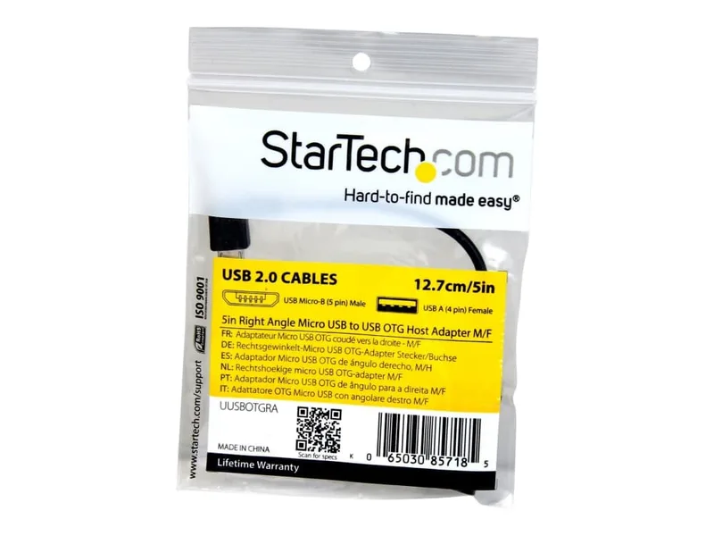 StarTech.com 12 cm högervinklad Micro USB till USB OTG-värdadapter M/F