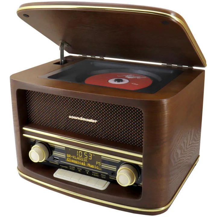 Soundmaster Musik-anläggning CD Radio Bluetooth Retro-design NR961 Trä