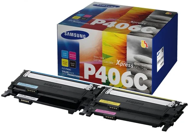 Samsung CLT-P406C Original-tonerpatron, 4-pak, cyan/magenta/gul/sort