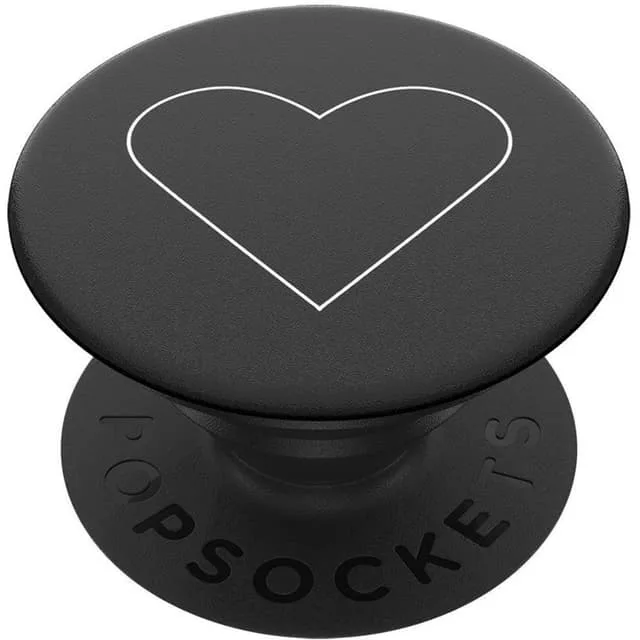 PopSockets White Heart Black Stativ för mobiltelefon