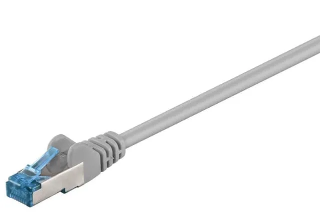 Goobay Patchkabel CAT 6A, S/FTP (PiMF), blå, 0,5 m opparledare (CU), halogenfri kabelhölje (LSZH)