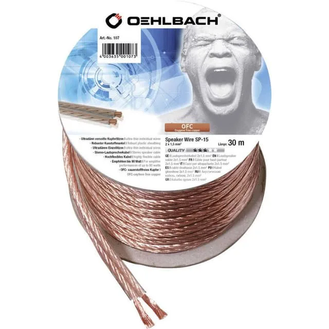 Oehlbach 107 Högtalarkabel 2 x 1.50 mm² Transparent 30