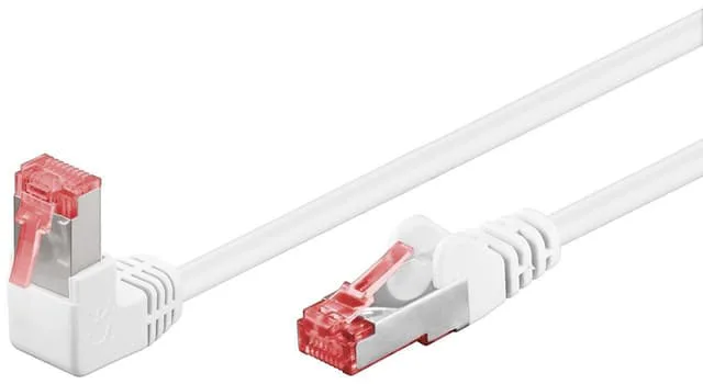 Goobay Patchkabel CAT 6, 1x 90° vinklad, S/FTP (PiMF), vit, 3 m
