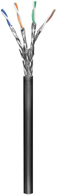 CAT 6 nätverkskabel för dragning utomhus, S/FTP (PiMF), svart