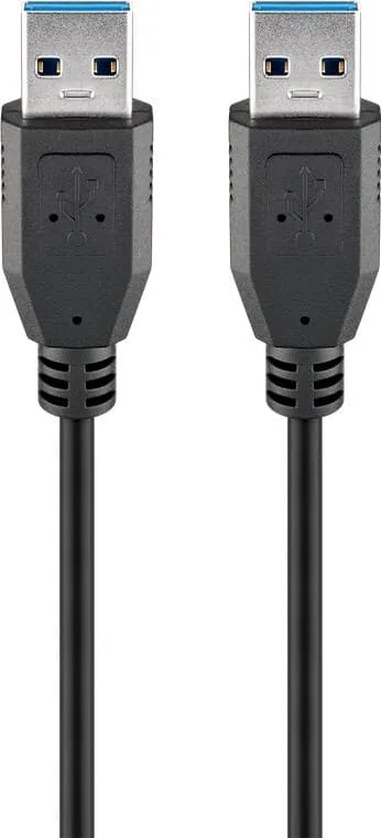 USB-A-kabel, 1 m, svart