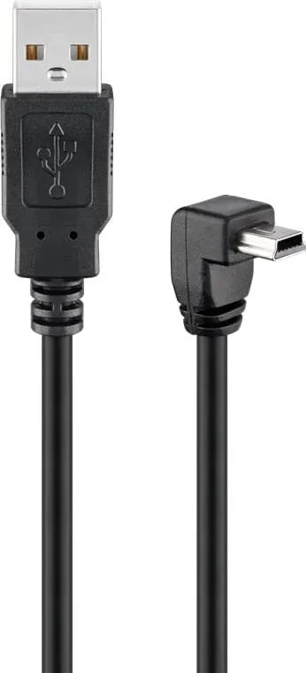 USB 2.0 höghastighetskabel 90°, svart