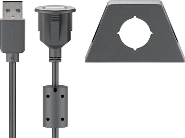 USB 2.0 höghastighetsförlängningskabel med kabelhållare, svart