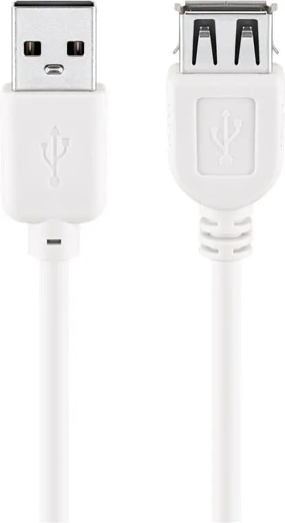 USB 2.0 höghastighetsförlängningskabel, vit