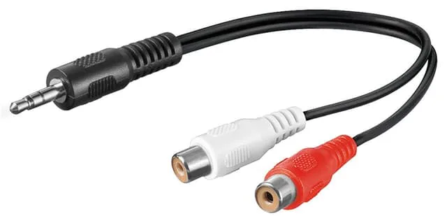 Goobay Adapter för ljudkabel 3,5 mm, plugg till stereo RCA-uttag Pawl 3,5 mm plugg (3-stift, Stereo) > 2x RCAuttag (ljud vänster / höger)