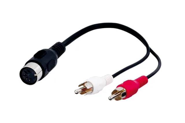 Adapter för ljudkabel, DIN-uttag till stereo RCA-kontakt