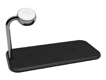 Zens Triple Alu. Laddare Qi Trådlös 220V-Sladd 2X10W Med Apple Watch Laddare