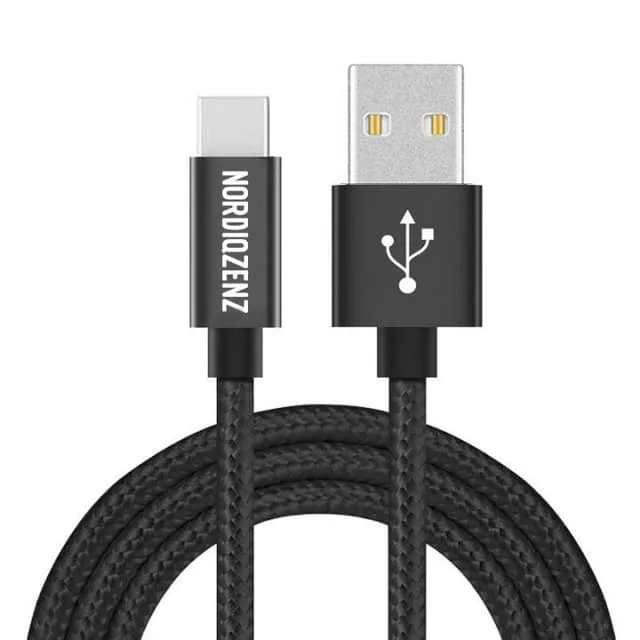 NORDIQZENZ USB-C Textilkabel, 50cm, Svart
