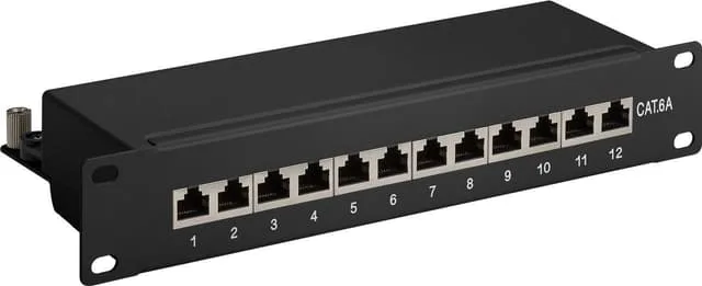 Goobay CAT 6a 10-tums (25,4 cm) kopplingspanel, 12 portar