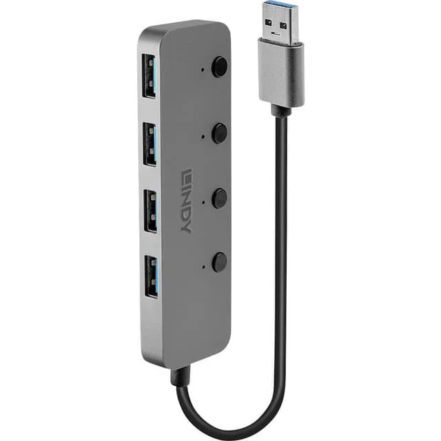LINDY 4 Port USB 3.0 Hub med Ein-/Ausschaltern