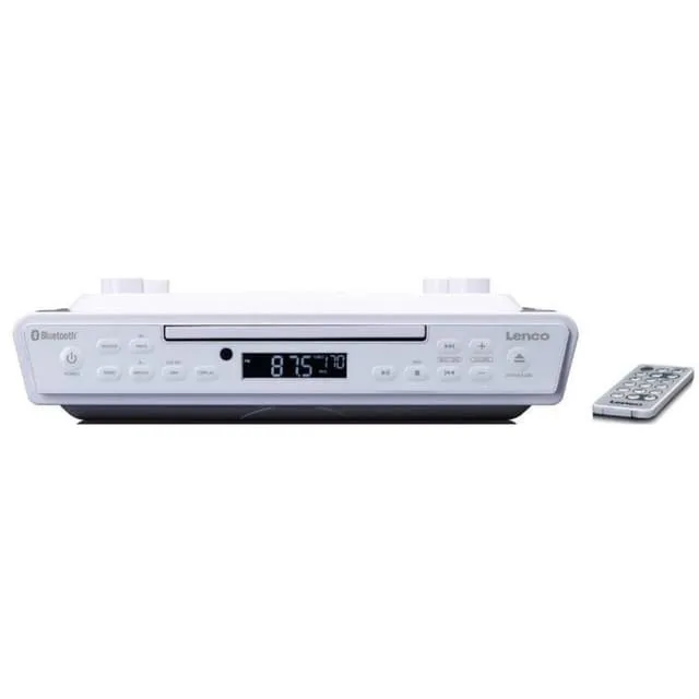 Lenco KCR-150 CD-understruktur FM-köksradio – Bluetooth – sändarminne – 2 x 3 watt RMS – inbyggd monteringssats – AUX-in-ingång – timerfunktion – vit