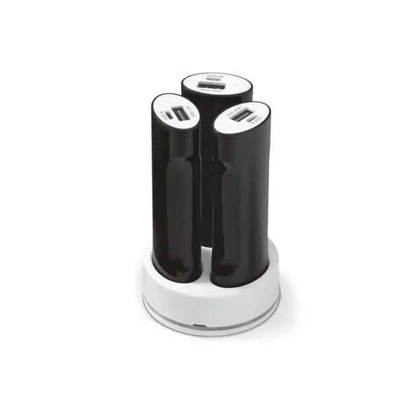 24 Powerbank 3x2200mAh med Laddställ