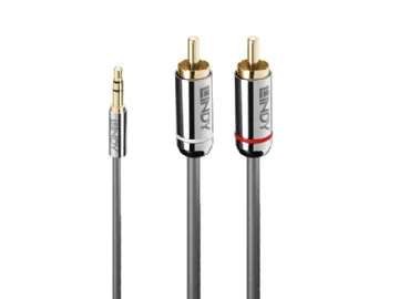 Lindy 35334, 3,5mm, Hankontakt, 2 x RCA, Hankontakt, 2 m, Antracit
