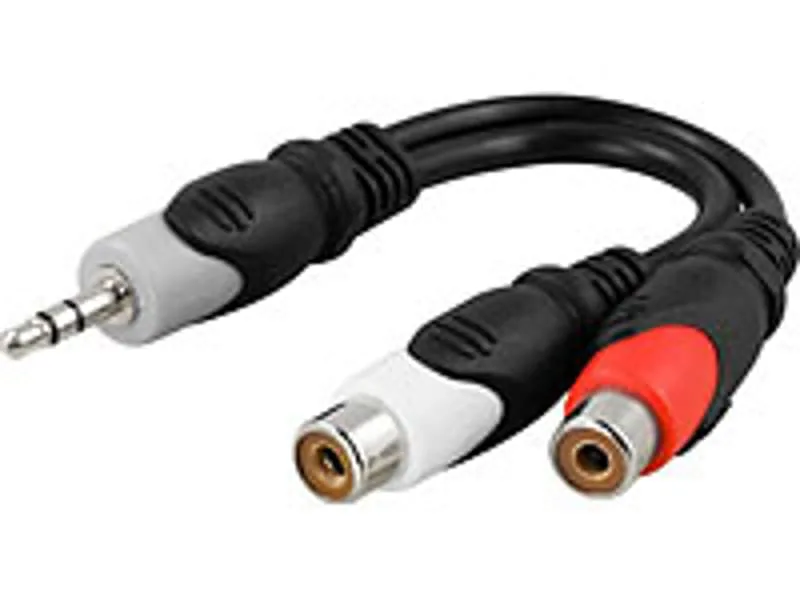 Adapter Y-split 3,5 mm hane till 2xRCA hona