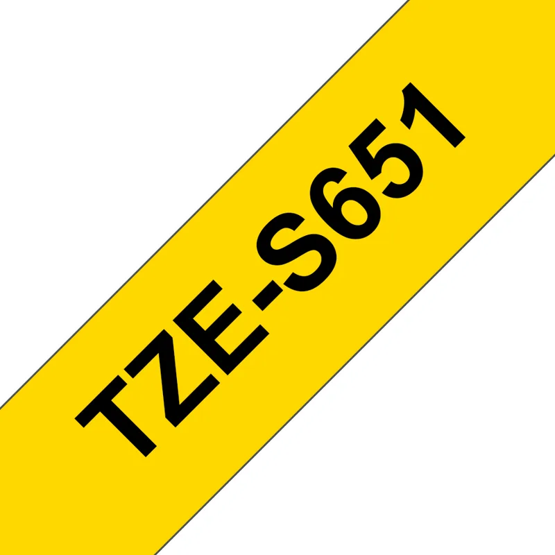 Tape 24mm TZe-S651 Svart/Gul Extra Stark