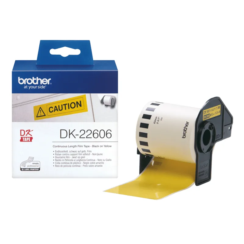 Brother Tape DK22606 62mm Svart på Gul
