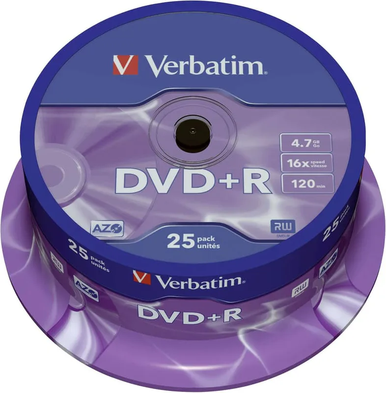 DVD+R Media 4.7GB 16x Spindle 25-Pack