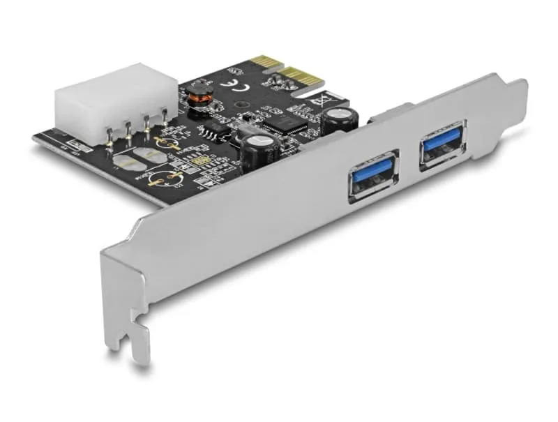 DeLOCK PCIe x1 kort USB 3.0 2xTyp A portar molex-ström