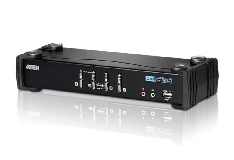 Systemswitch Aten CS1764A-AT-G, 4-vägs KVM, DVI, USB, 2 extra USB