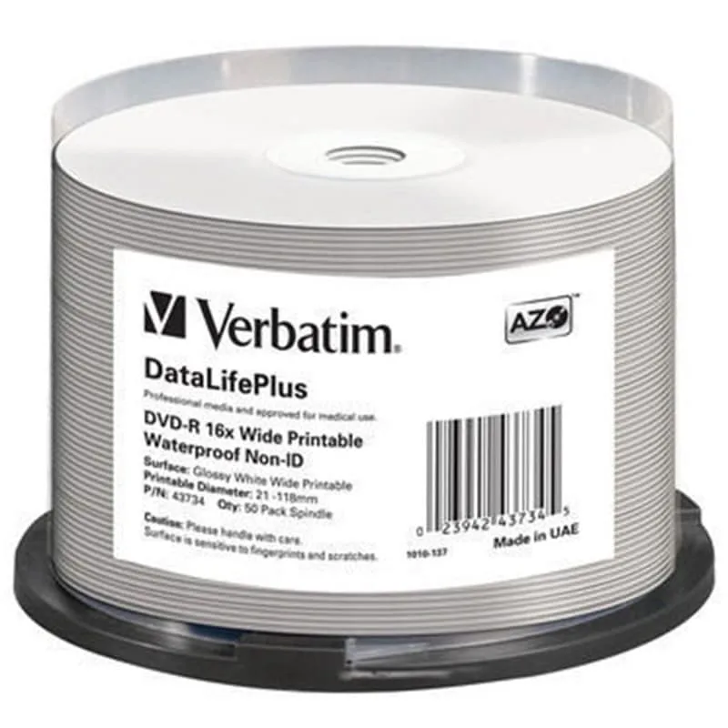Verbatim 43734 DVD-R blanka 4,7 GB DL 16 x vattentät ytaxel (paket med 50)