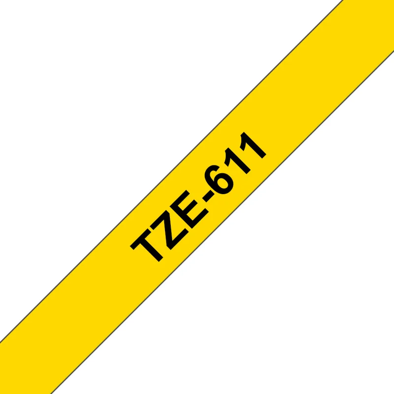 Brother Tape TZE-611 6mm Svart på Gul