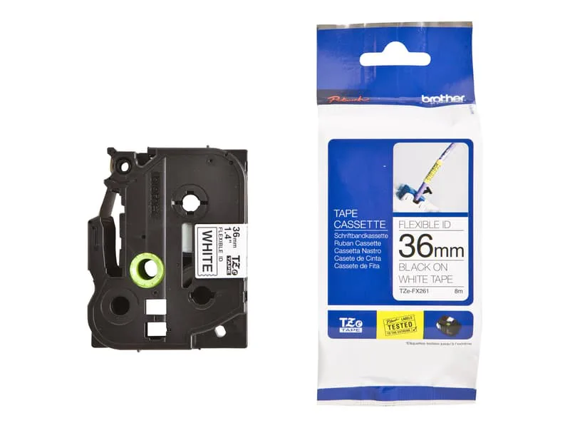 Tape 36mm TZe-FX261 Svart/Vit Flexibel