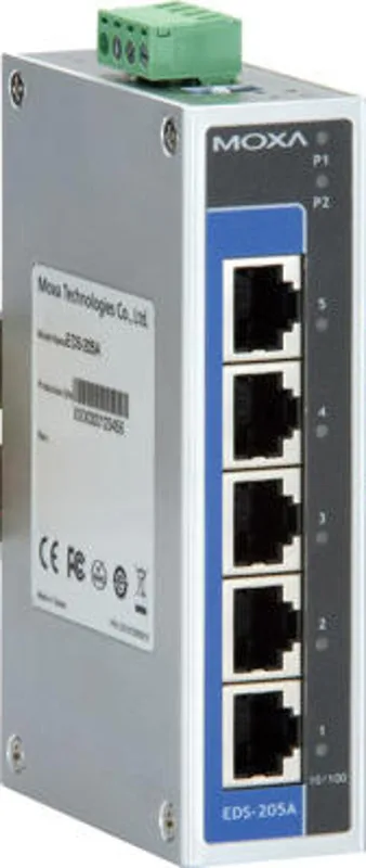 Moxa EDS-205A Industriell Ohanterad 5-Port Switch