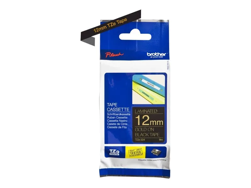 Tape 12mm TZe-334 Guld/Svart