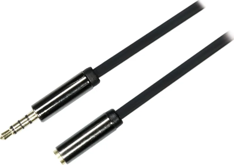 Förlängningsljudkabel Deltaco 4-pin hane-hona 3,5 mm
