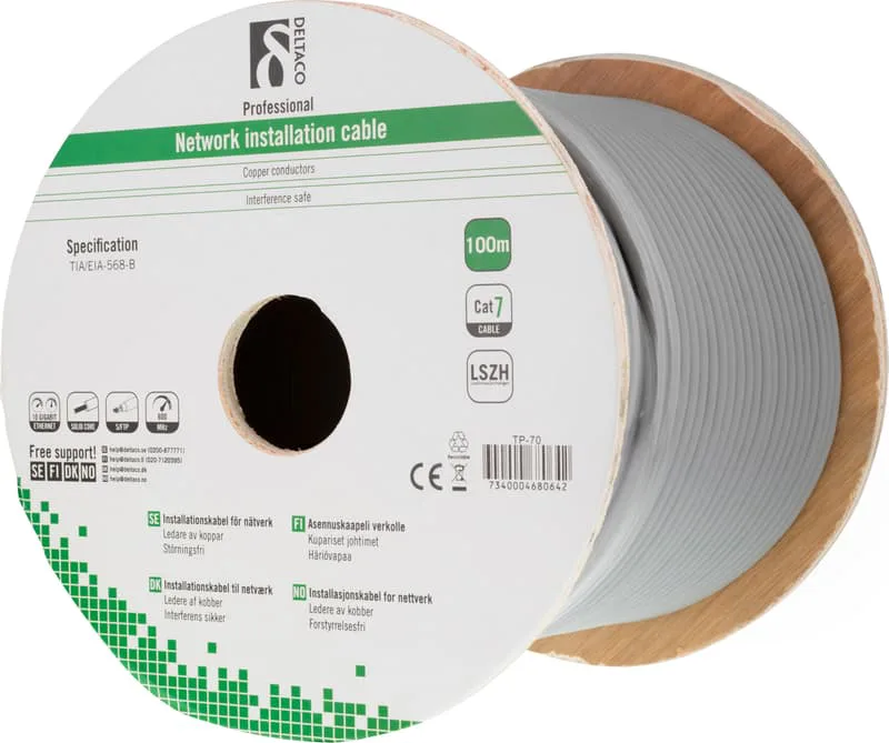 DELTACO S/FTP installationskabel Cat7 100m