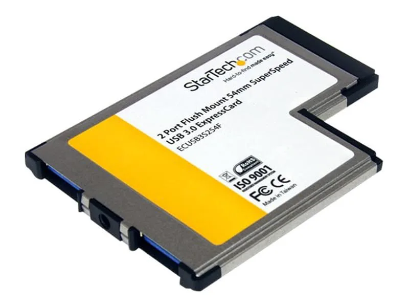 2 Port Flush Mount ExpressCard 54mm SuperSpeed USB 3.0 Card Adapter