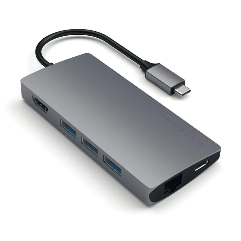 Dockningstation Satechi MultiPort 4K Docking V2, 1xHDMI/3xUSB 3.0/1xUSB-C med PD pass-through, LAN, kortläsare SD/MicroSD