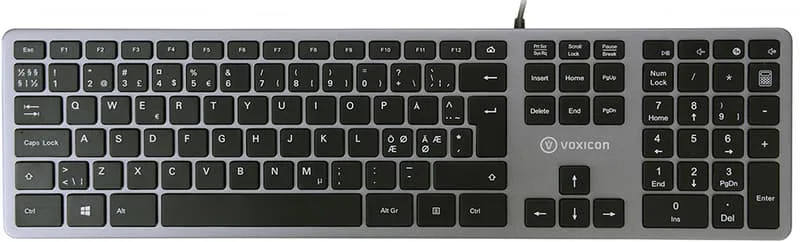 Voxicon Trådad Slim Metal Tangentbord V280
