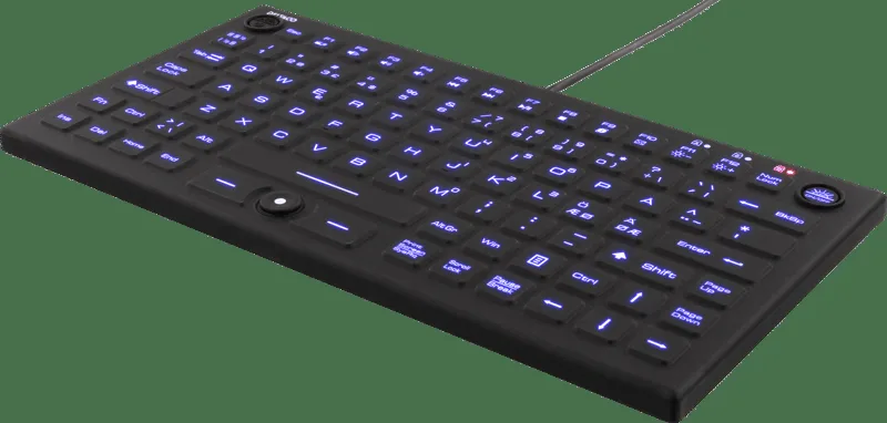 Deltaco Tangentbord Mini i silikon, IP68, blå LED, nordiskt