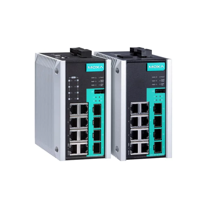 EDS-G512E-8POE-4GSFP Industriell Ohanterad 12-port PoE Switch
