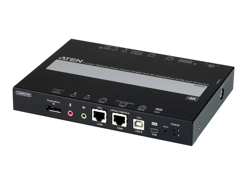Aten 1-ports 4K Displayport KVM-över-IP-switch med lokal