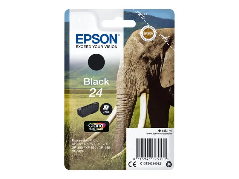Epson Elephant Enpack svart 24 Claria Photo