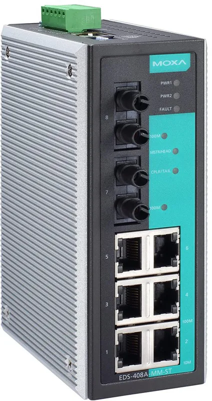 Moxa EDS-408A MM-ST Industriell Hanterad 8-Port Ethernet