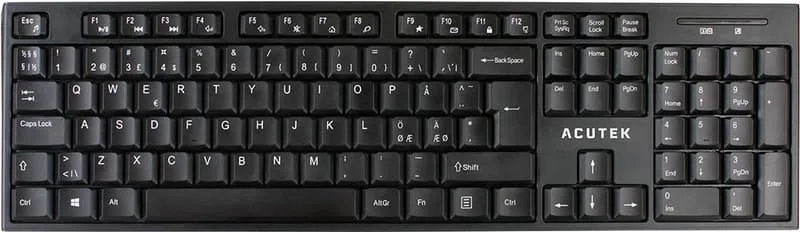 Acutek AK-200WL tangentbord RF Trådlös QWERTY Nordic
