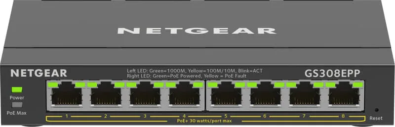 GS308EPP 8-Port Gigabit Ethernet Easy Smart Managed PoE+ 123W