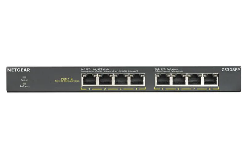 GS308PP 8-Port Gigabit Ethernet Unmanaged Essential PoE+ 83W