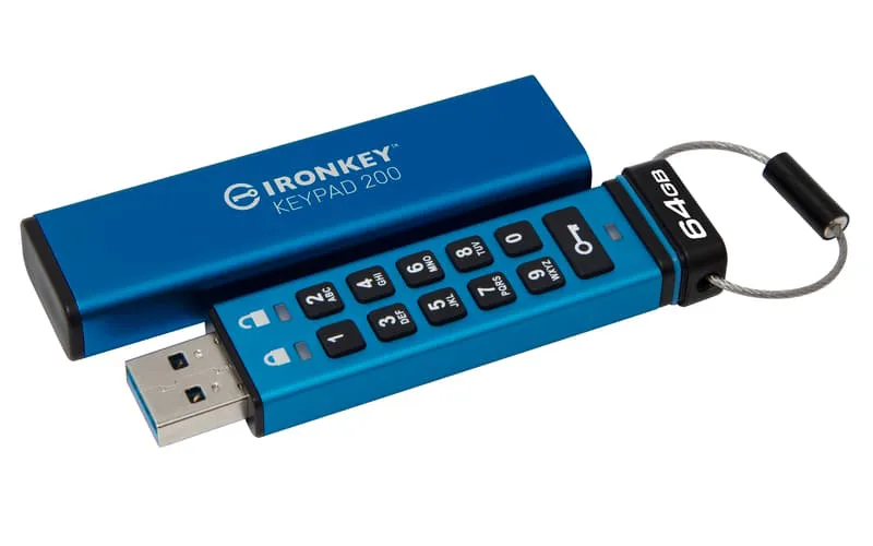 kingston 64GB IronKey Keypad 200, FIPS 140-3 Lvl 3 (Pending) AES-256