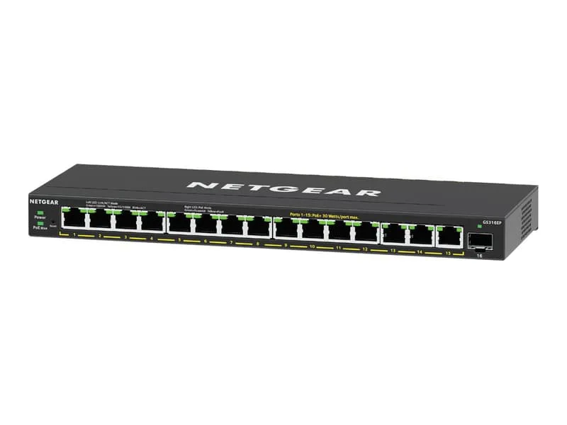 GS316EP 16-Port Gigabit Ethernet 1xSFP Smart Managed Essential PoE+ 180W